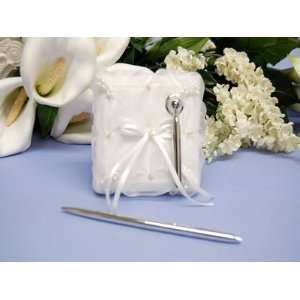Wedding Pen Set 3 1/4 x 2 1/2, White Silver