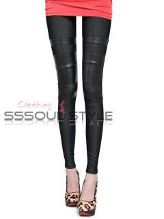 Size US 0 2 Black Jean Style Patch Leggings Tight Women Pant vq428 1 