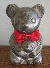 Vintage Mama and Baby Bear Piggy Coin Money BANK Pewter 5 tall