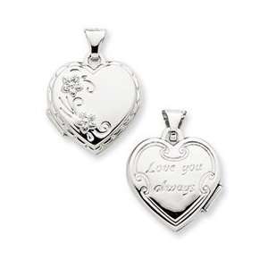  14k White Gold Reversible Heart Locket Pendant Jewelry