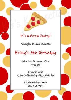 FUN DOTS PIZZA Birthday Party Invitations & Labels  