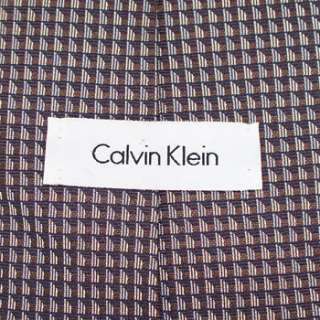 CALVIN KLEIN Brown Off White Blue Geometric Tie EXC  