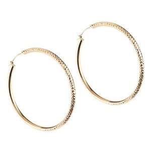  14kt Yellow Gold Large Diamond Cut Hoop Earrings Jewelry