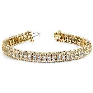  14k Yellow Gold, Flashy Prong Set Diamond Bracelet, 5.46 