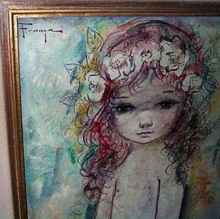 OZZ FRANCA Original Oil /Canvas GIRL w/FLOWERS in HAIR  