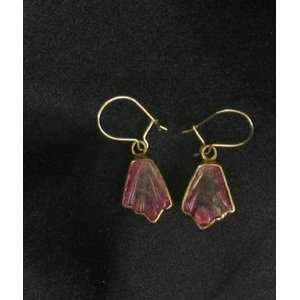  AAA 18K GOLD PINK TOURMALINE CARVED EARRINGS~ Everything 