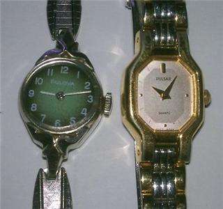 130C wrist watch lot #3 beautiful Vintage Bulova & Pulsar art deco 10k 