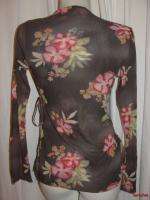 BFS03~SWEET PEA by STACY FRATI Brown Pink Maternity Long Sleeve Blouse 