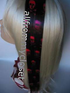 18 TURQUOISE PINK BLACK SKULL PRINT HAIR EXTENSIONS  