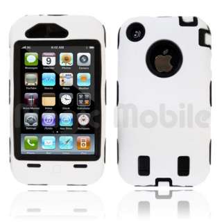 Hard Case w/ Soft Skin Rubber Silicone Cover For iPhone 3G 3GS White 