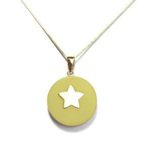  Gold Plated Sterling Silver Yellow Chinese Jade Star Disc 