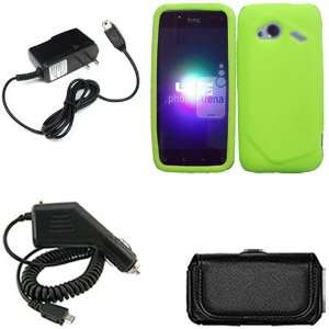 iFase Brand HTC Fireball 6410 Combo Solid Neon Green Silicon Skin Case 
