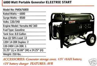 6800 Watt Portable Powermate Generator Electric Start Yamaha Engine 