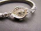 14K White Gold Vintage Ladies Bulova Diamond Watch 23 jewel runs 