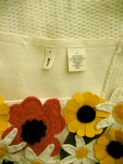   Anthropologie Sleeveless Crochet Knit Floral Top XL Ivory Cream #2845