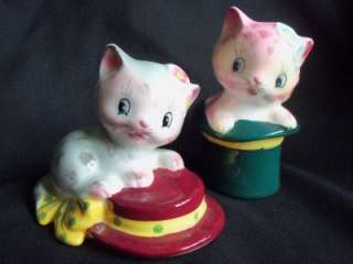 VTG PY JAPAN MISS PRISS CAT KITTEN SALT PEPPER SHAKERS  