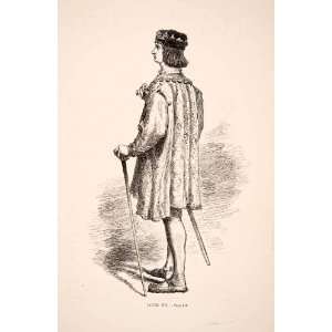   King Valois Monarch Fashion Art   Original Woodcut