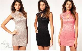  Lace Collar Bodycon Cocktail Party Dress 6 8 10 12  
