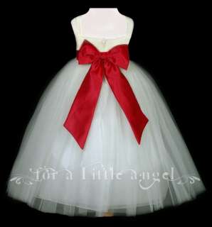 Red Ivory Flower Girl Holiday Party Dress 603 sz. 10  