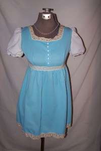 Vintage 70s Blue Crochet Lace Mini Dress  