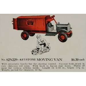 1933 Ad Keystone Moving Van Truck RideEm Riding Toys   Original Print 