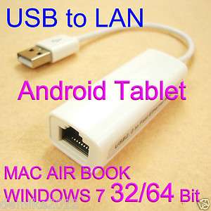 USB to LAN Ethernet cable Adapter for windows xp 2008 7 64 bit MAC air 
