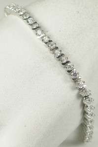 Estate Sterling Silver 2.70ctw Diamond Cut Sapphire Tennis Bracelet 11 