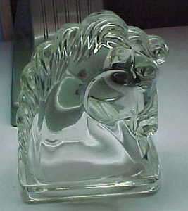 Beautiful Heavy Clear Glass Hollow Horse Head Figurine  
