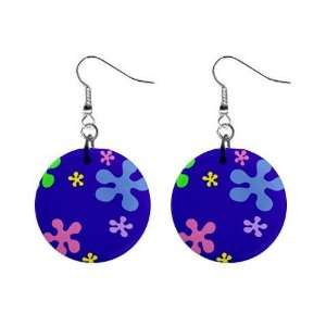Hippy Flower Power #2 Dangle Earrings Jewelry 1 inch Buttons 12305914