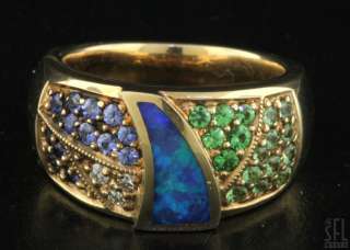 BAGLEY & HOTCHKISS HEAVY 14K GOLD 1.0CTW VS DIAMOND/TSAVORITE/SAPPHIRE 