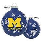 University of Michigan Wolverines Glass Christmas Ornament Holiday 
