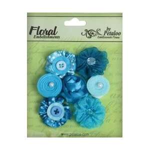  Petaloo Floral Embellishments Mini Fabric Flowers 7/Pkg 