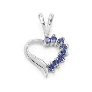  Sapphire CZ Open Heart Pendant in Sterling Silver for Teens Jewelry