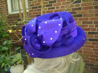 CAPTIVATING Purple Wool Felt Fancy Dress Church Hat  