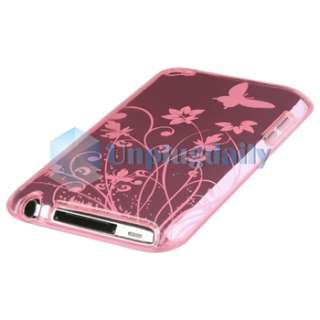 Green+Pink Flower Silicon Case for iPod Touch 4G iTouch  