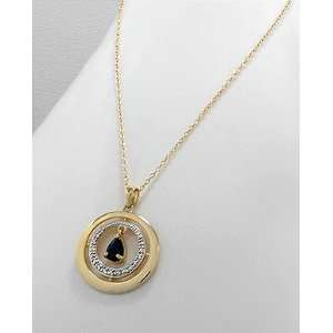  14k Yellow Gold/ 1pc Diamond Necklace with Sapphire 