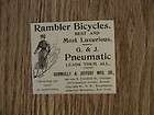 1892 RAMBLER BICYCLES ADVERTISEMENT lady GORMULLY & JEFFERY pneumatic 