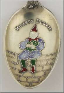 Wonderful Humpty Dumpty Sterling Silver Souvenir Spoon w/ Enamel 
