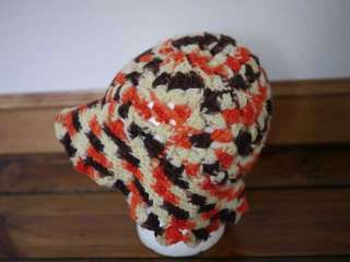 Vintage 70s Hippy Colorful HANDMADE Crochet Floppy Womens BUCKET HAT 