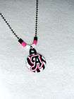 Personalized ~~1 Button Necklace~~Init​ial~Zebra Print