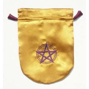  NEW Yellow Satin Pentagram in a Circle Tarot Bag 