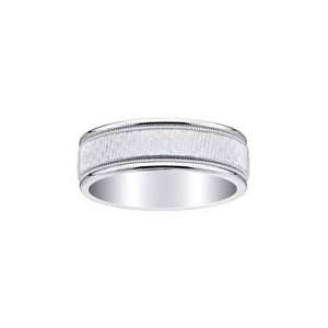  18K White Gold Textured Milgrain Wedding Ring Jewelry