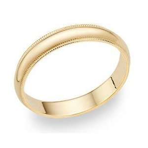  14k Yellow Gold Wedding Band Milgrain Comfort Fit Ring 