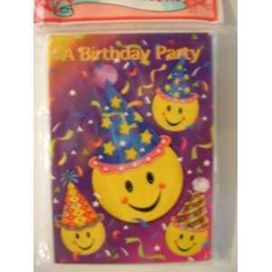  Happy Smiley Face Birthday Invitations ~ 8 Pc Set Toys 