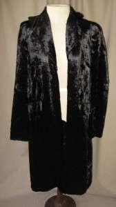 MAX STUDIO Soft Shiny Faux Black Fur Long Coat Sz 2  