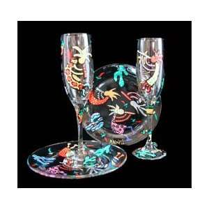  Fireworks Design   Hand Painted   Wine Glass   8 oz 