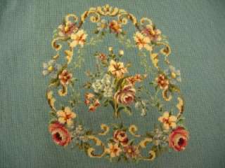 Floral needlepoint petitpoint chaircover tapestry piece  