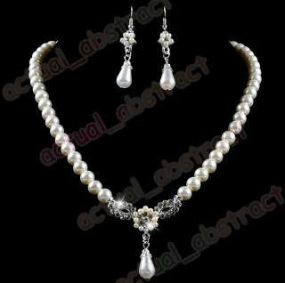 Czech rhinestone&IMITATE PEARL necklace earring 6sets