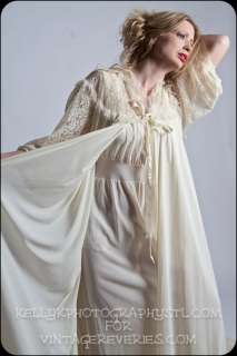 This is a decadent, floor length, 100% nylon nightgown and peignoir 