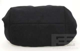 Marni Navy Wool & Brown Leather Gathered Handbag  